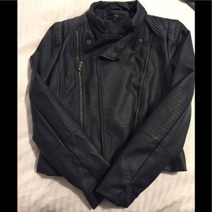 Fake leather navy blue jacket